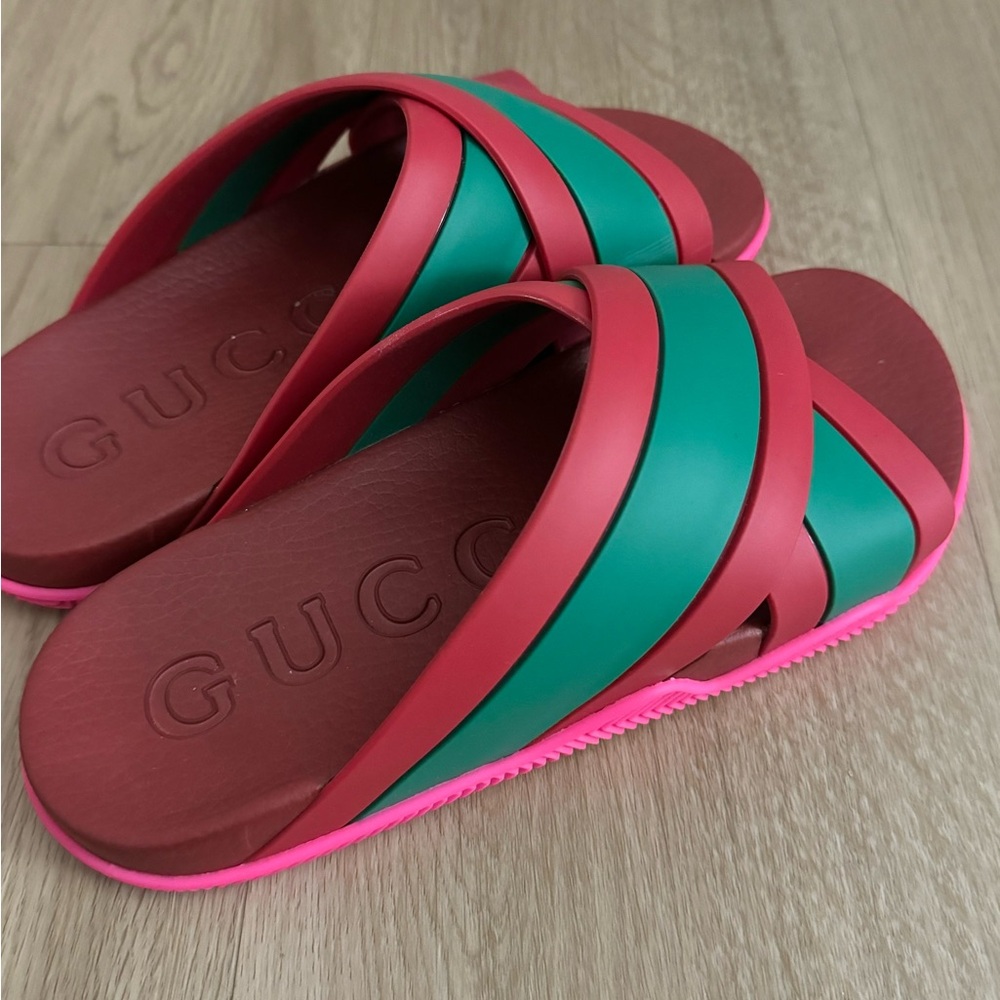 Gucci womens web criss cross slides